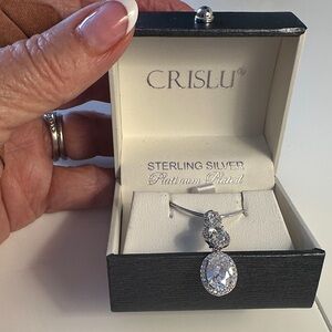 CRISLU Sterling Silver Platinum Plated Pendant Necklace